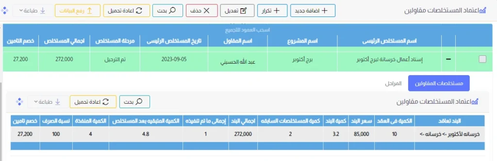 اعتماد مستخلص المقاولين